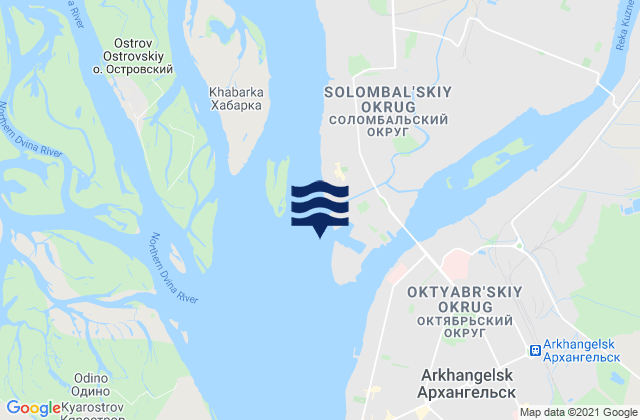 Mapa da tábua de marés em Archangel Solombala Island, Russia