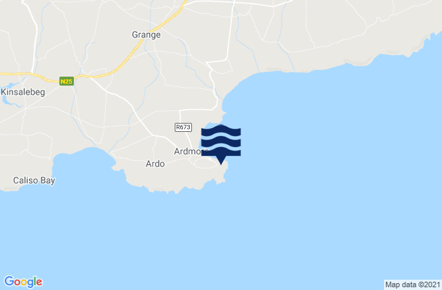 Mapa da tábua de marés em Ardmore Head, Ireland