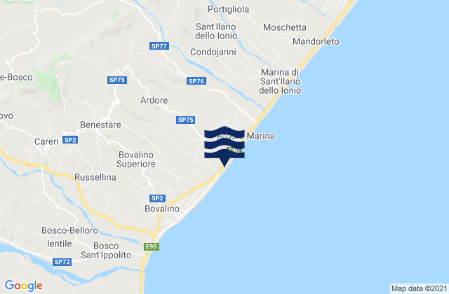 Mapa da tábua de marés em Ardore Marina, Italy