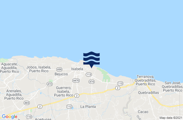 Mapa da tábua de marés em Arenales Bajos Barrio, Puerto Rico