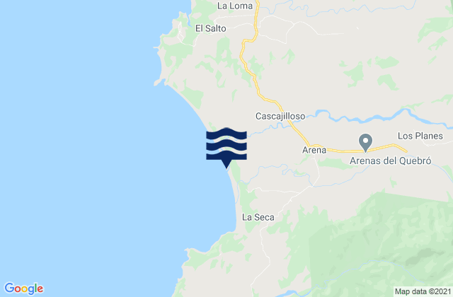 Mapa da tábua de marés em Arenas, Panama