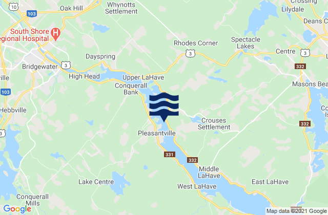 Mapa da tábua de marés em Arenburg Island, Canada