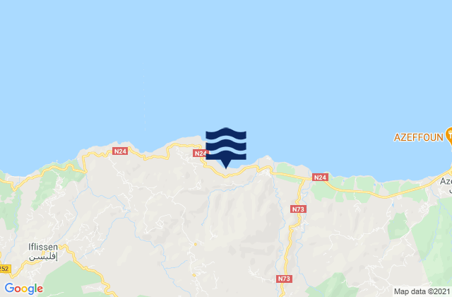 Mapa da tábua de marés em Arhribs, Algeria