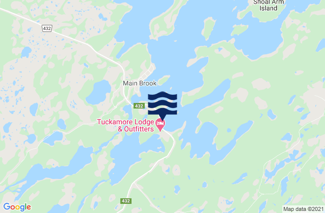 Mapa da tábua de marés em Ariege Bay, Canada