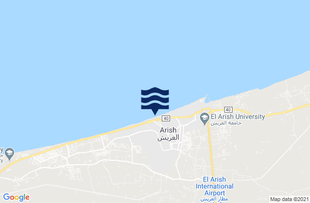 Mapa da tábua de marés em Arish, Egypt