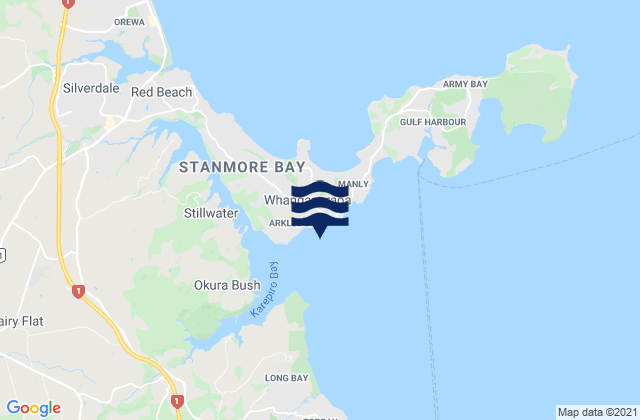 Mapa da tábua de marés em Arkles Bay, New Zealand