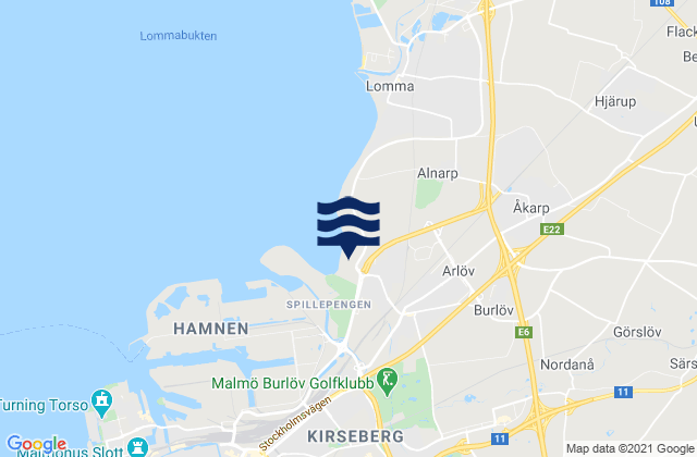 Mapa da tábua de marés em Arlöv, Sweden