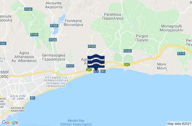 Mapa da tábua de marés em Armenochóri, Cyprus