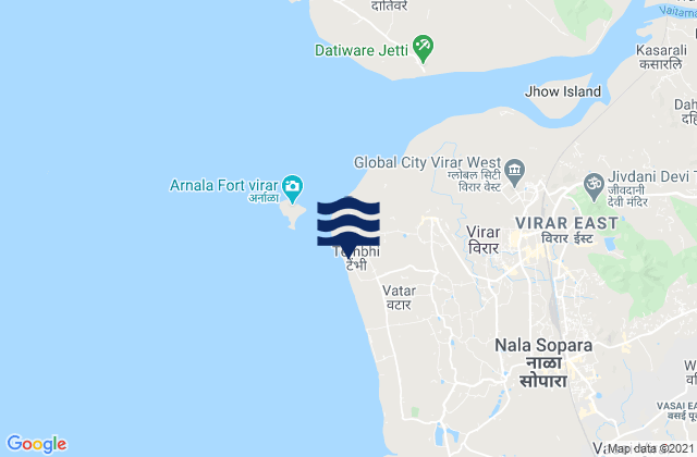 Mapa da tábua de marés em Arnalapada, India
