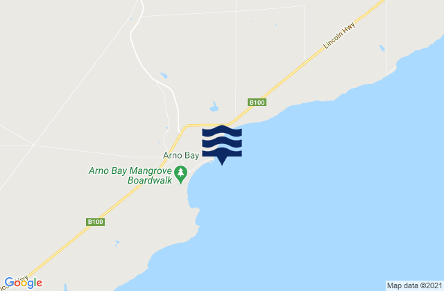 Mapa da tábua de marés em Arno Bay, Australia