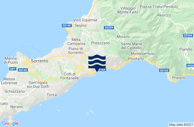 Mapa da tábua de marés em Arola-Preazzano, Italy