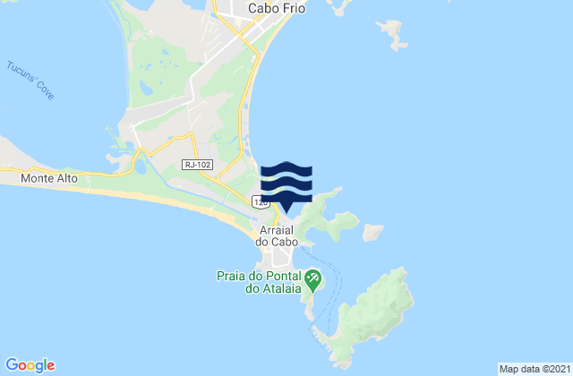 Mapa da tábua de marés em Arraial do Cabo, Brazil
