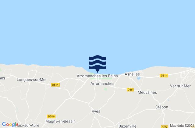 Mapa da tábua de marés em Arromanches-les-Bains, France