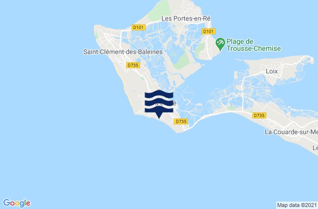 Mapa da tábua de marés em Ars-en-Ré, France