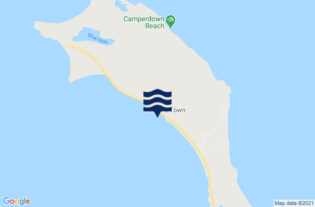 Mapa da tábua de marés em Arthur’s Town, Bahamas