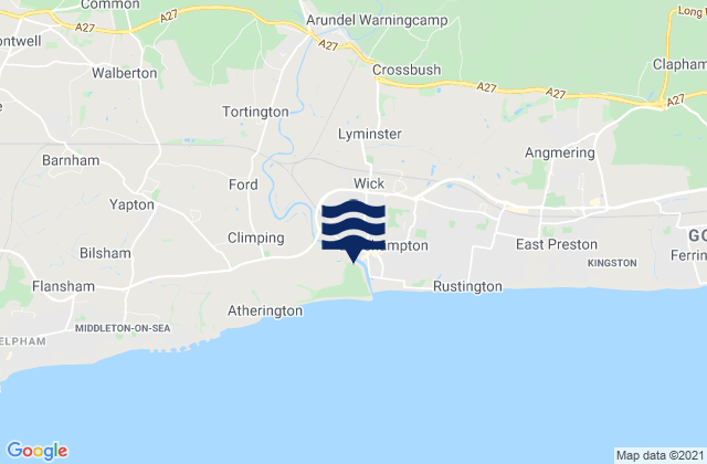 Mapa da tábua de marés em Arundel, United Kingdom