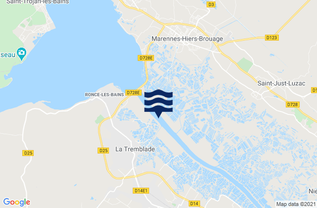 Mapa da tábua de marés em Arvert, France