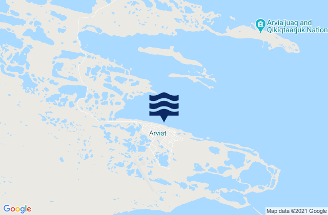 Mapa da tábua de marés em Arviat, Canada