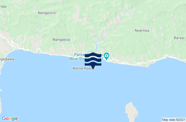 Mapa da tábua de marés em Arwea, Indonesia
