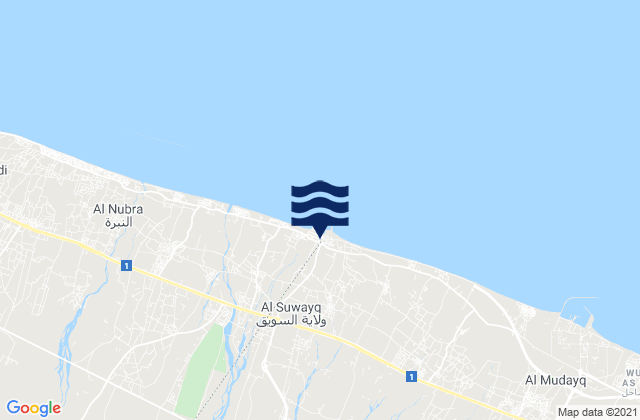 Mapa da tábua de marés em As Suwayq, Oman
