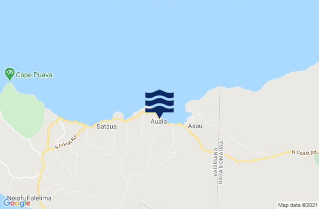 Mapa da tábua de marés em Asau, Samoa