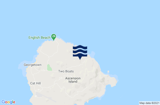 Mapa da tábua de marés em Ascension, Saint Helena
