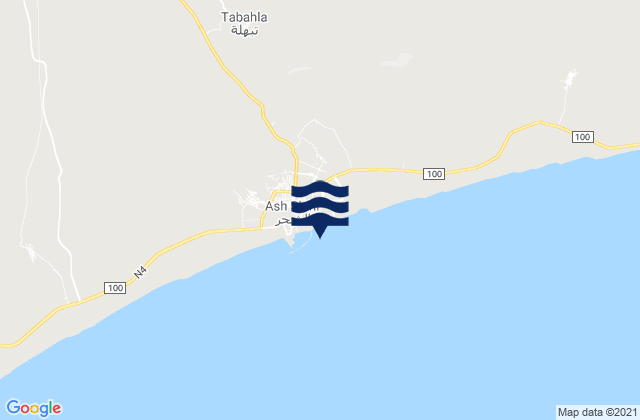 Mapa da tábua de marés em Ash Shihr, Yemen