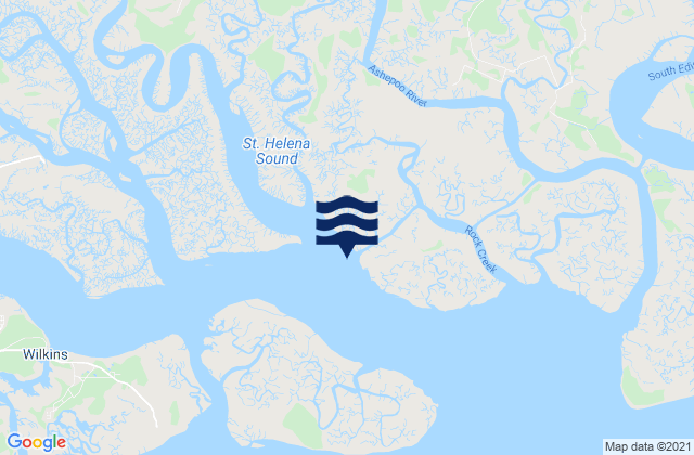 Mapa da tábua de marés em Ashe Island Cut SW of Coosaw River, United States