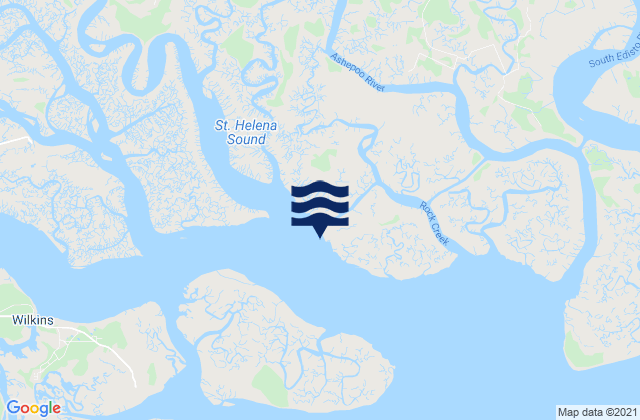 Mapa da tábua de marés em Ashe Island Cut St. Helena Sound, United States