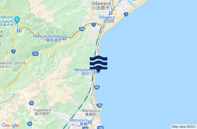 Mapa da tábua de marés em Ashigarashimo-gun, Japan