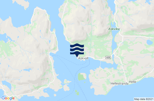 Mapa da tábua de marés em Askvoll, Norway