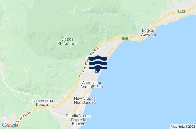 Mapa da tábua de marés em Asproválta, Greece