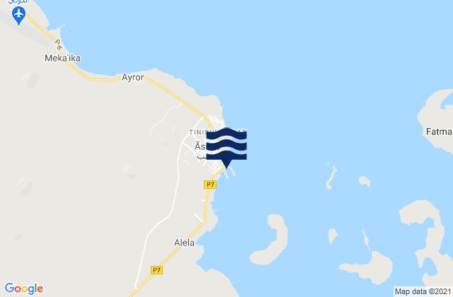 Mapa da tábua de marés em Assab, Eritrea