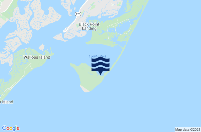 Mapa da tábua de marés em Assateague Beach (Toms Cove), United States