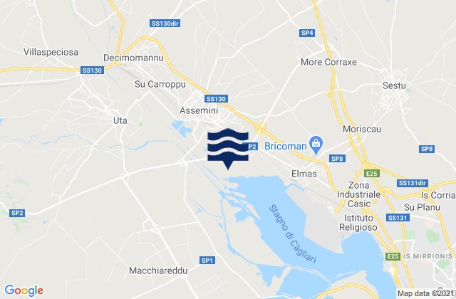 Mapa da tábua de marés em Assemini, Italy