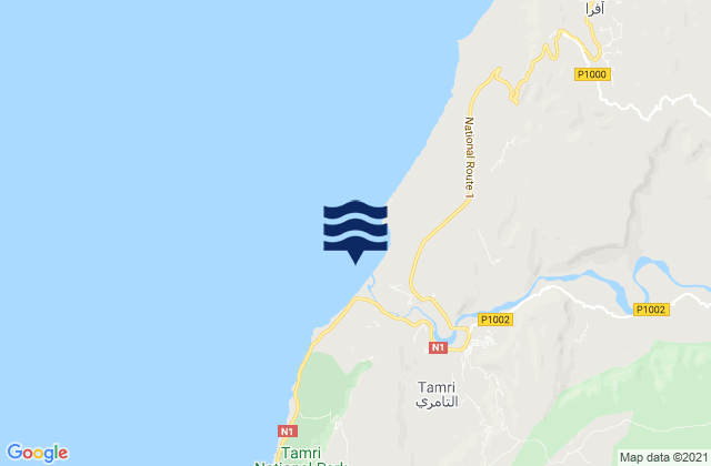 Mapa da tábua de marés em Assif-n-ait Tamer, Morocco