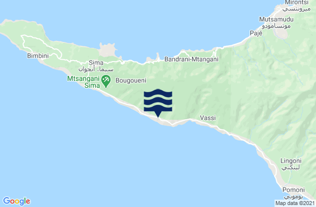 Mapa da tábua de marés em Assimpao, Comoros