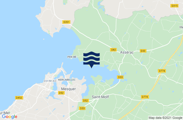 Mapa da tábua de marés em Assérac, France