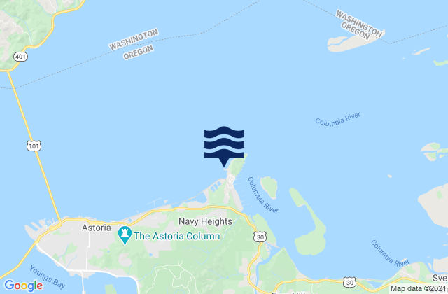 Mapa da tábua de marés em Astoria (Tongue Point), United States