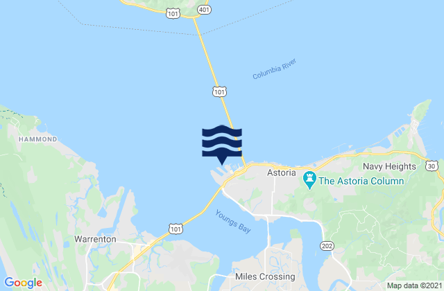 Mapa da tábua de marés em Astoria (port docks), United States