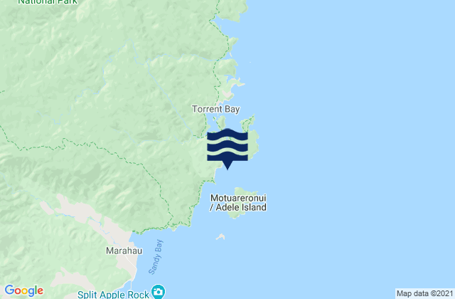 Mapa da tábua de marés em Astrolabe Roadstead, New Zealand