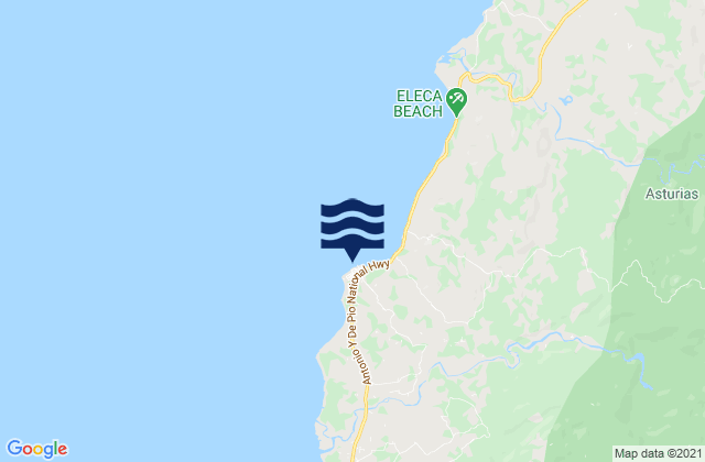 Mapa da tábua de marés em Asturias, Philippines