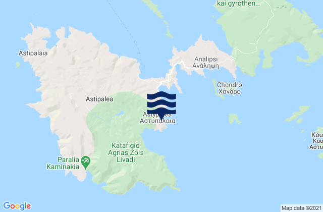 Mapa da tábua de marés em Astypálaia, Greece