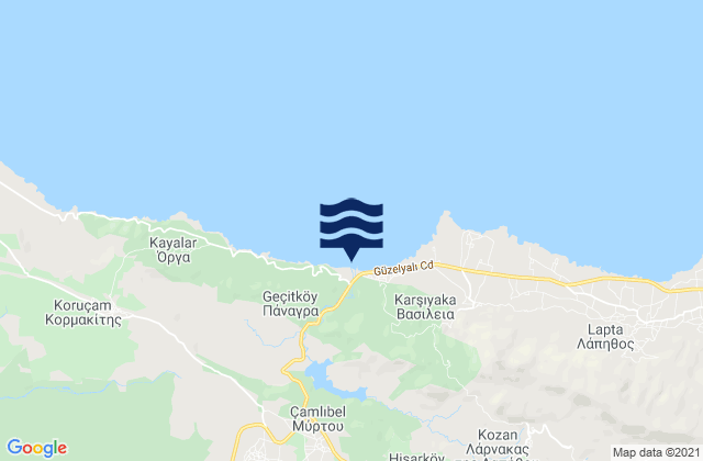 Mapa da tábua de marés em Asómatos, Cyprus