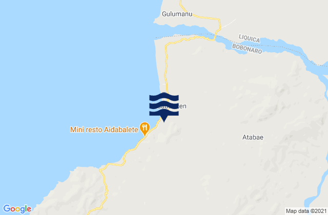 Mapa da tábua de marés em Atabae, Timor Leste