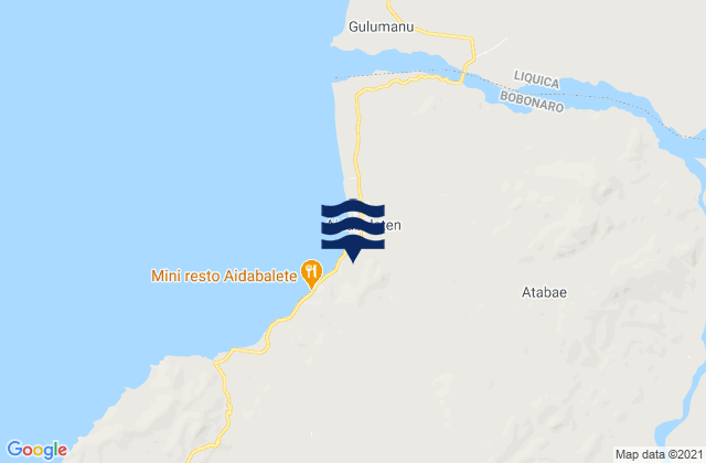 Mapa da tábua de marés em Atabae, Timor Leste