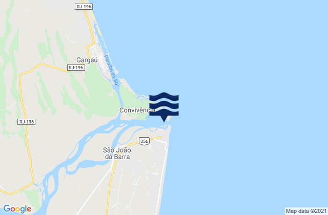 Mapa da tábua de marés em Atafona, Brazil