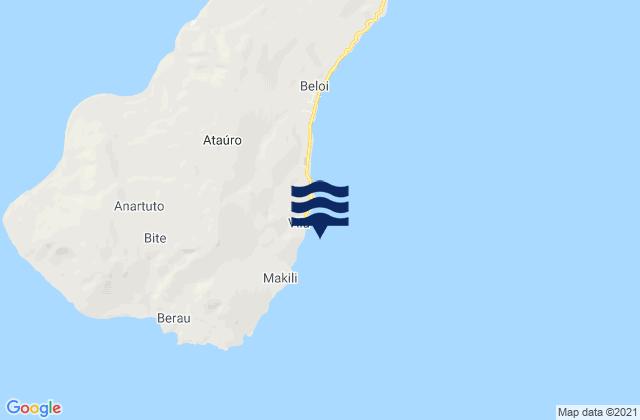 Mapa da tábua de marés em Atauro Island, Timor Leste
