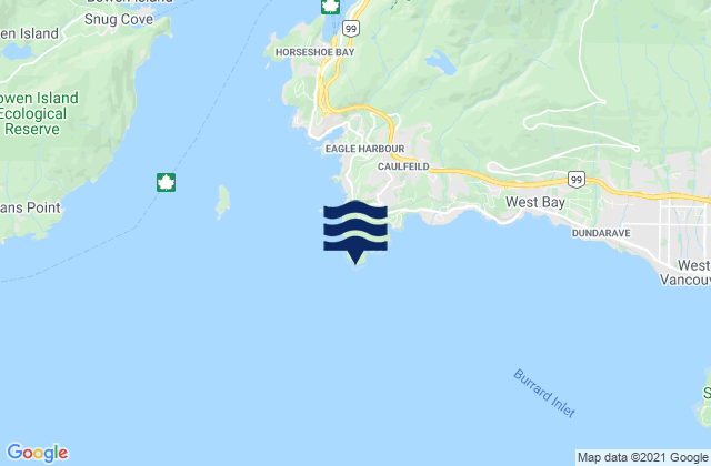 Mapa da tábua de marés em Atkinson Point, Canada