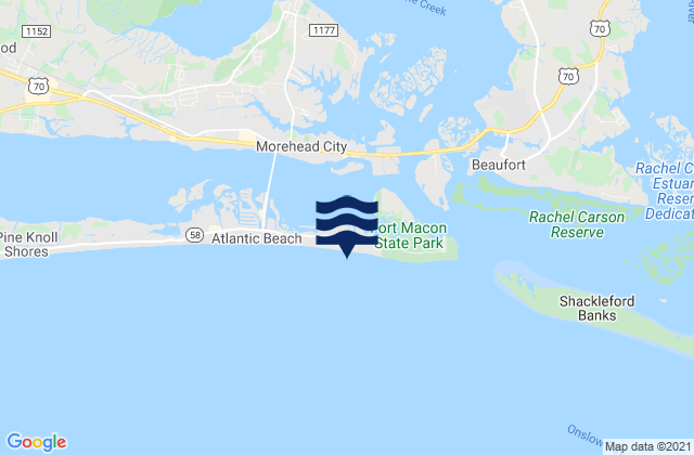 Mapa da tábua de marés em Atlantic Beach Triple S Pier, United States